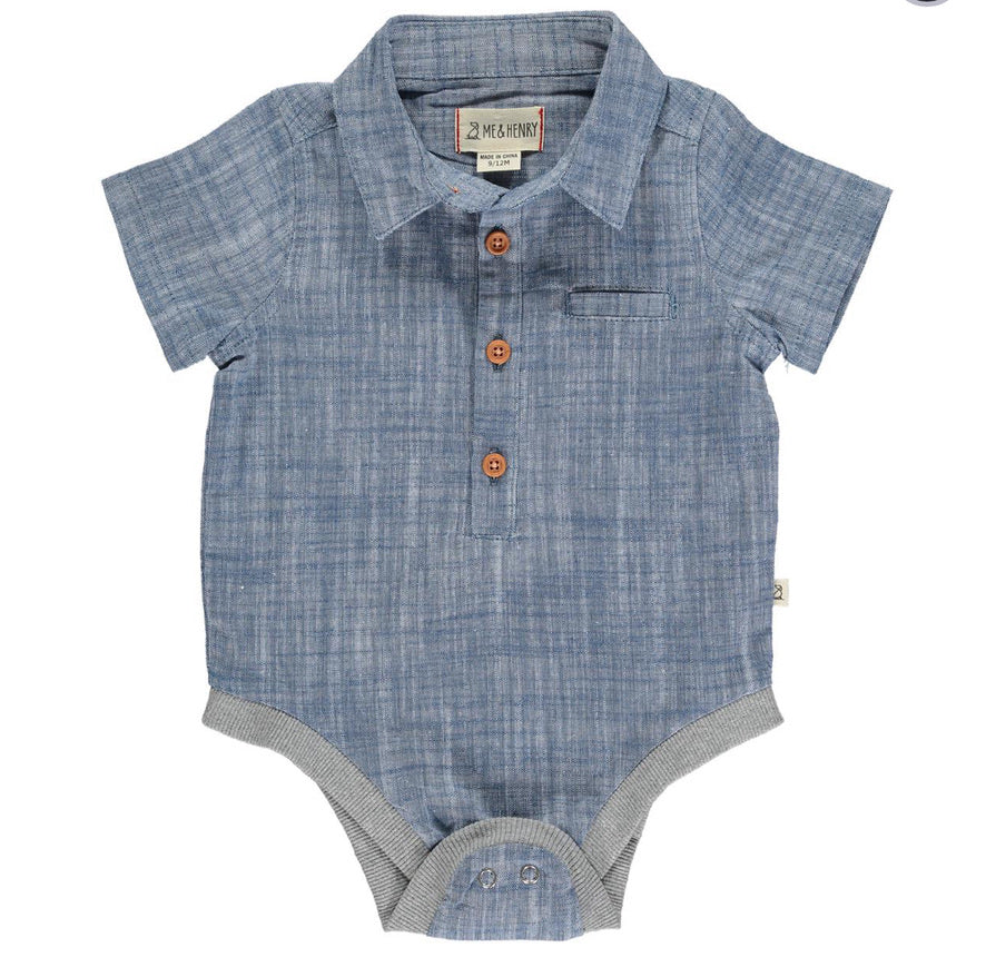 Chambray Button Romper