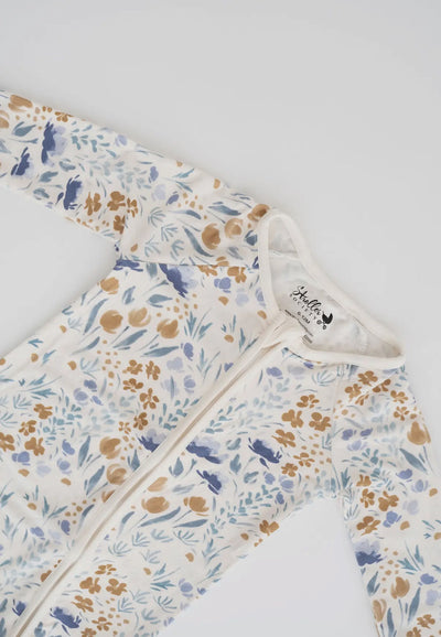 Blue Watercolor Floral bamboo pjs