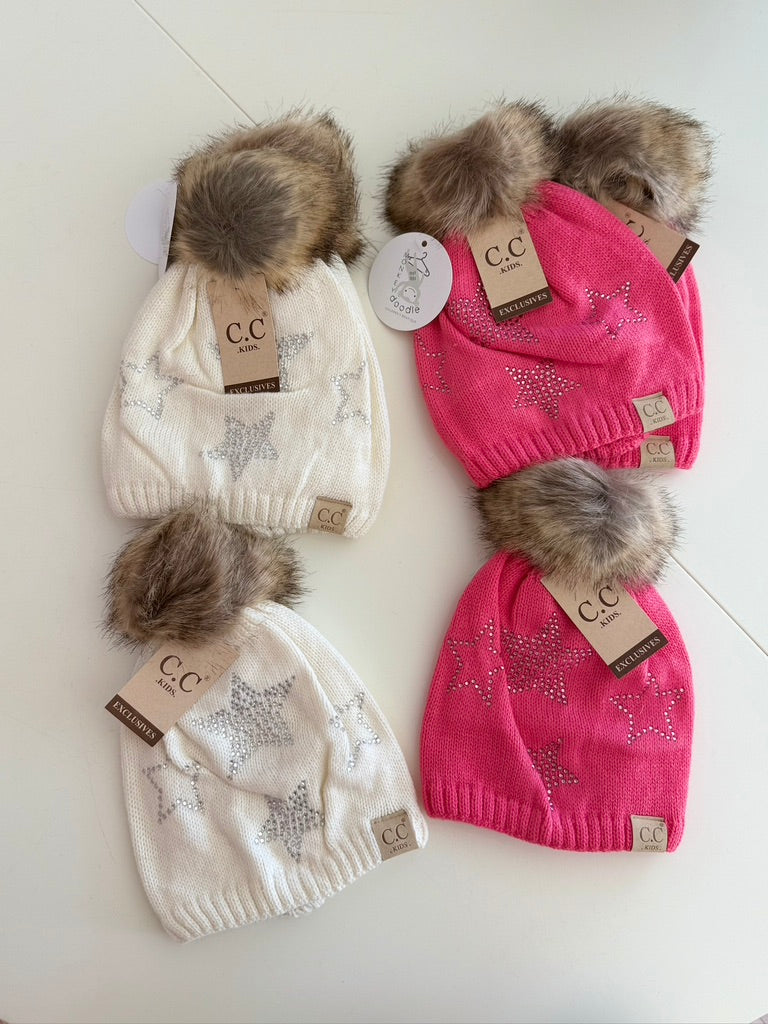 Jeweled Pom Beanies