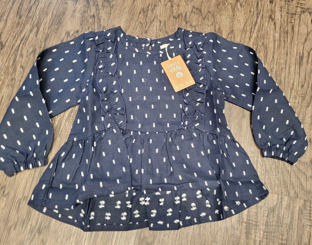 Navy Hi-Low Blouse