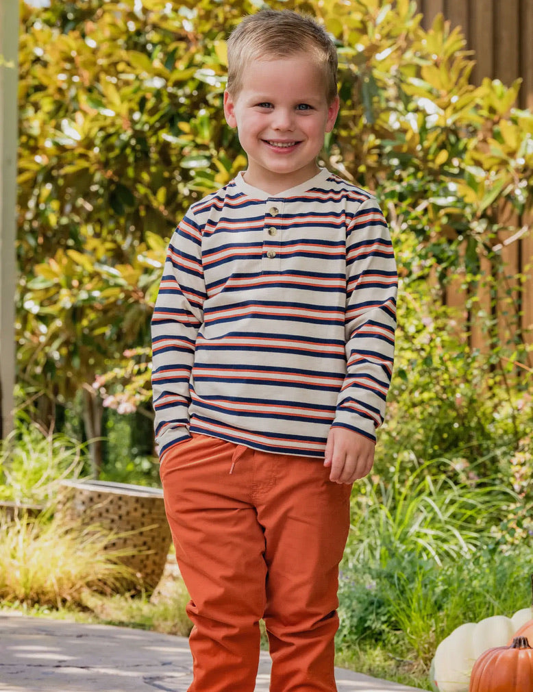 Heather Striped Long sleeve Henley