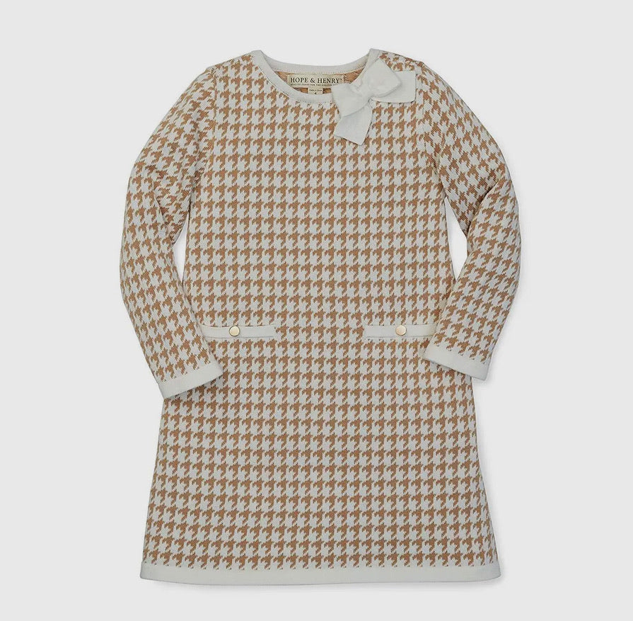 Bow Detail Houndstooth Dress