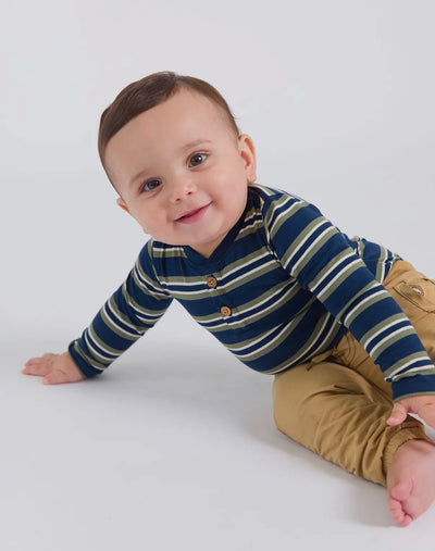 Navy/Olive Striped Bodysuit