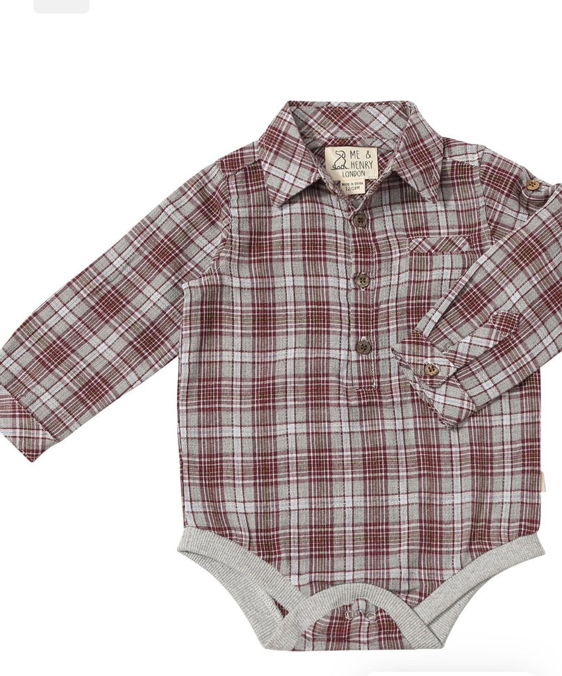 Burgundy Plaid Romper