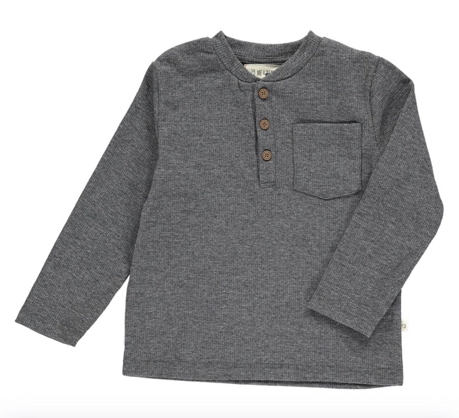 Grey Ribbed Henley