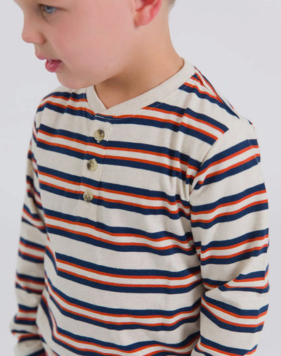 Heather Striped Long sleeve Henley