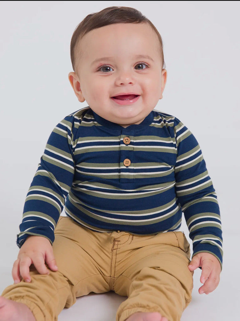 Navy/Olive Striped Bodysuit