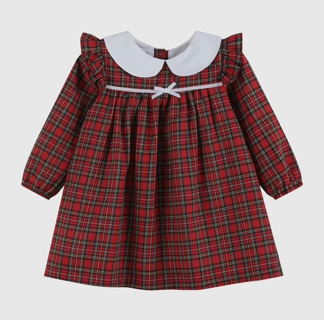 Girls Plaid Collared Xmas Dress