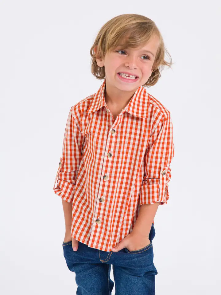 Rust Gingham Button Down