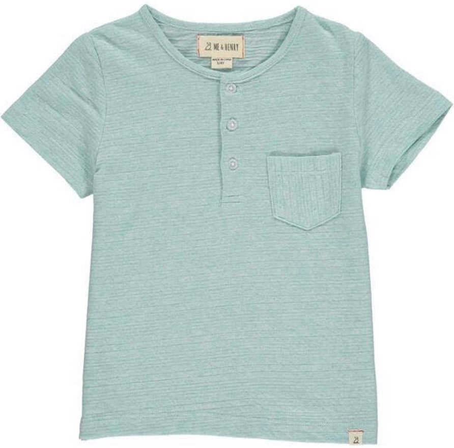 Aqua Ribbed Henley Tee