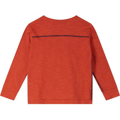 Contrast Stitch Long Sleeve Tee - Rust