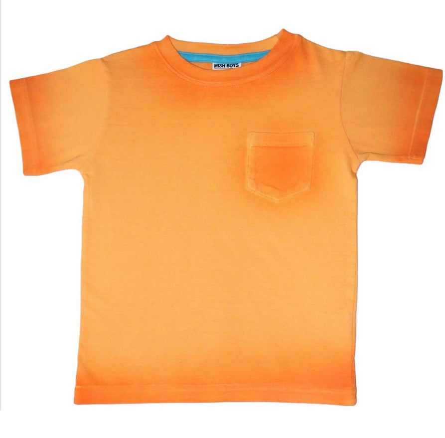 Orange Acid Wash Pocket Tee