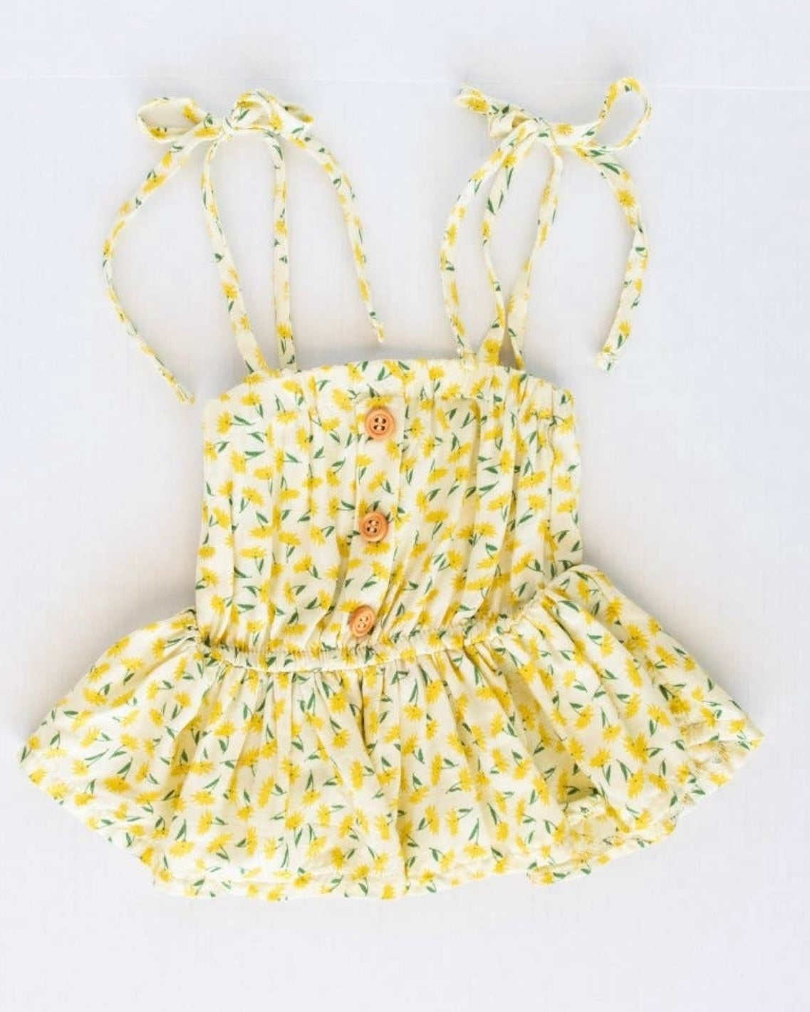 Tera Tie Peplum Top - Yellow Floral